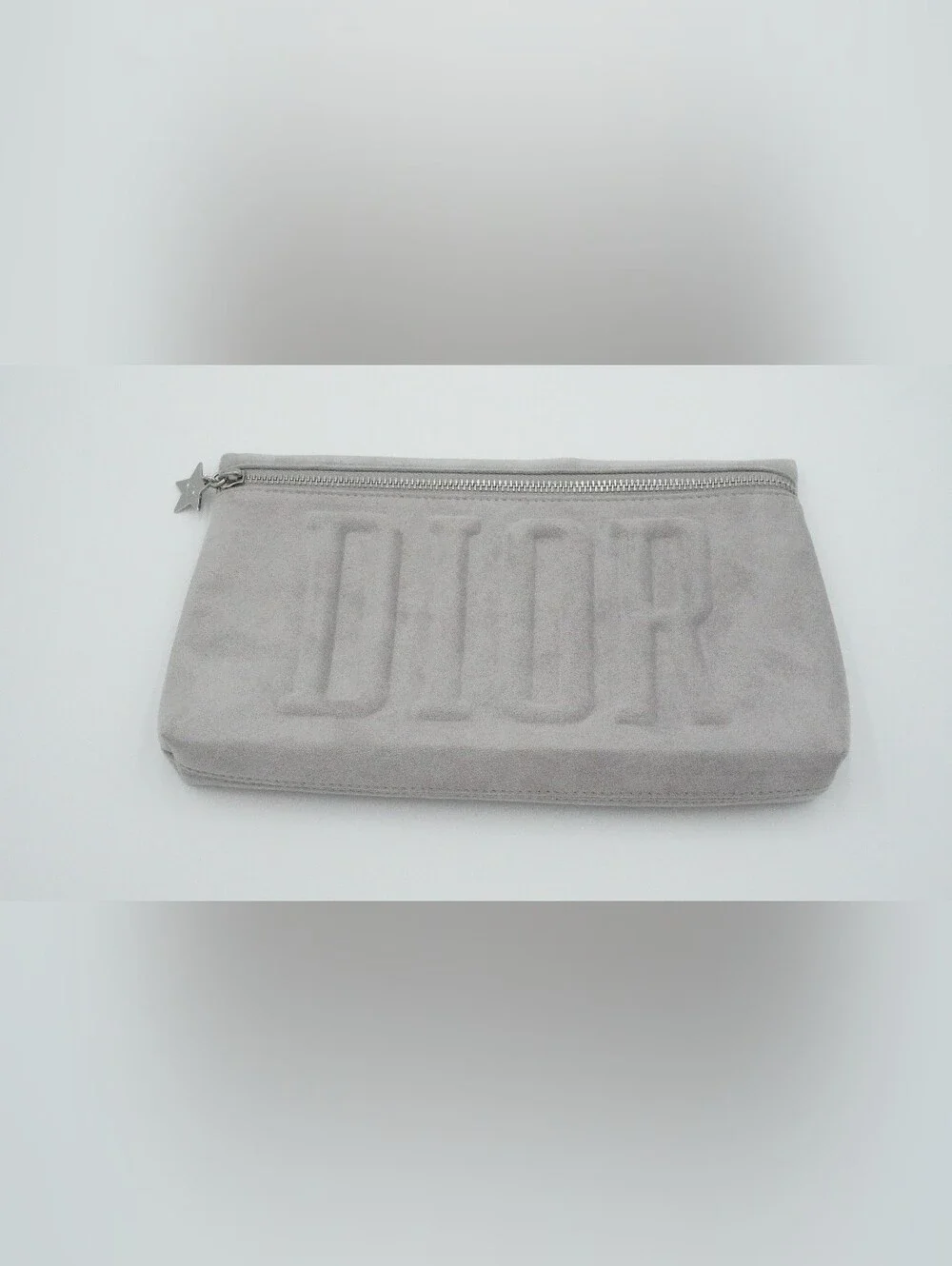 The DIOR Beauty Gray Suede Cosmetics Make Up Bag